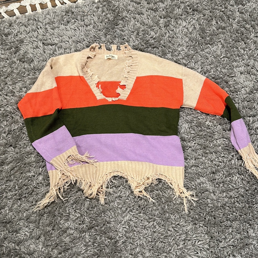 Peach Love Fray Sweater